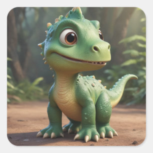 Pegatina Cuadrada Dinosaurio cutáneo