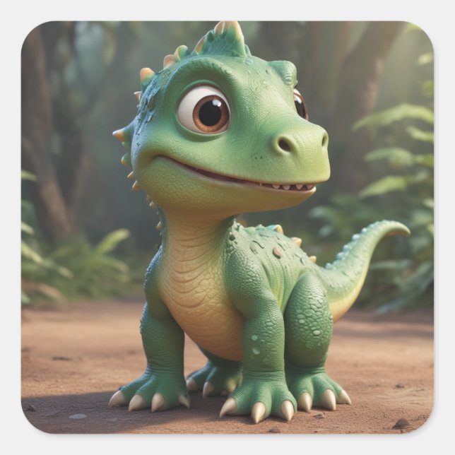 Pegatina Cuadrada Dinosaurio cutáneo (Anverso)
