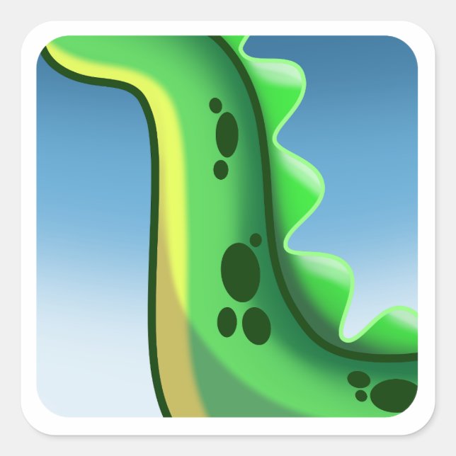 Pegatina Cuadrada DINOSAURIO DE LARGO LARGO MISTERIO de Jeff Willis  (Anverso)