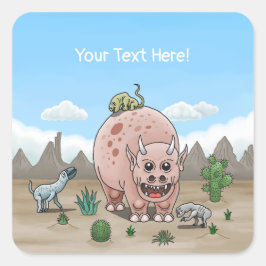Pegatina Cuadrada Dinosaurio Fantasía
