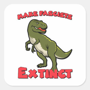 Pegatina Cuadrada Dinosaurio retro lindo - Extinge fascistas