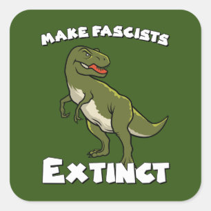Pegatina Cuadrada Dinosaurio retro lindo - Extinge fascistas