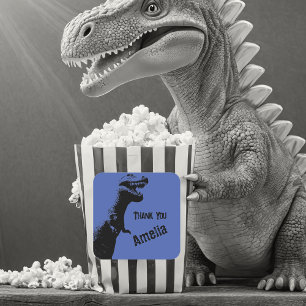 Pegatina Cuadrada Dinosaurio T-Rex personalizado Gracias