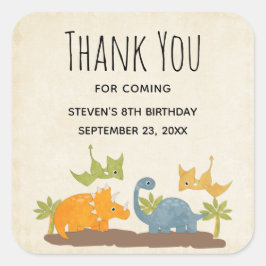 Pegatina Cuadrada Dinosaurios dulces vida salvaje prehistórica graci