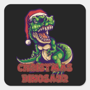 Pegatina Cuadrada Dinosaurios verdes de los navidades   Diseño de di