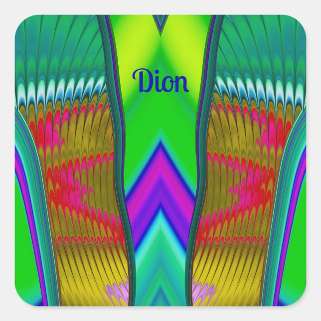 Pegatina Cuadrada DION ~ Multicolorizado 3D ~ (Anverso)