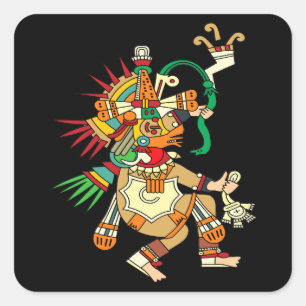 Pegatina Cuadrada Dios azteca Quetzalcoatl