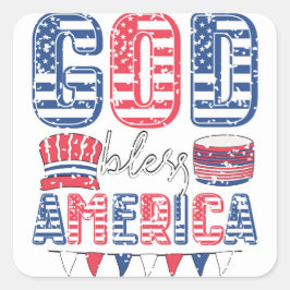 Pegatina Cuadrada Dios bendiga a Estados Unidos