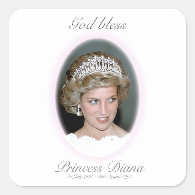Pegatina Cuadrada Dios bendiga a la princesa Diana (Anverso)