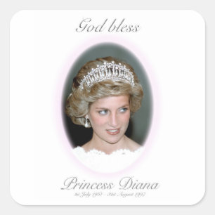 Pegatina Cuadrada Dios bendiga a la princesa Diana