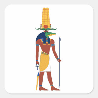 Pegatina Cuadrada Dios cocodrilo Sobek