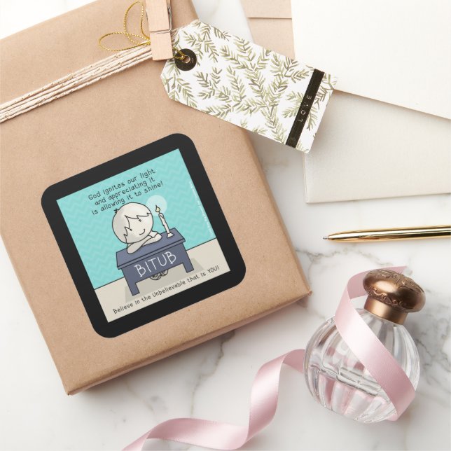 Pegatina Cuadrada Dios enciende nuestra luz (Regalar)