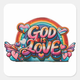 Pegatina Cuadrada Dios es amor