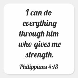 Pegatina Cuadrada Dios es mi fuerza filipinas 4:13