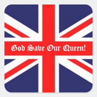 Pegatina Cuadrada ¡Dios salve a nuestra reina!-Bandera británica