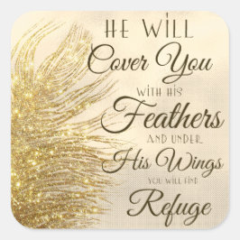 Pegatina Cuadrada Dios Te Cubrirá Con Sus Pies