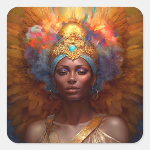Pegatina Cuadrada Diosa alada Fantasía Arte