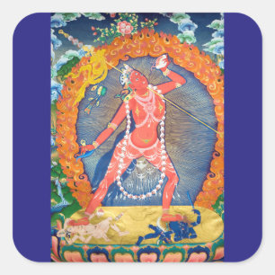 Pegatina Cuadrada Diosa budista tibetana Vajrayogini