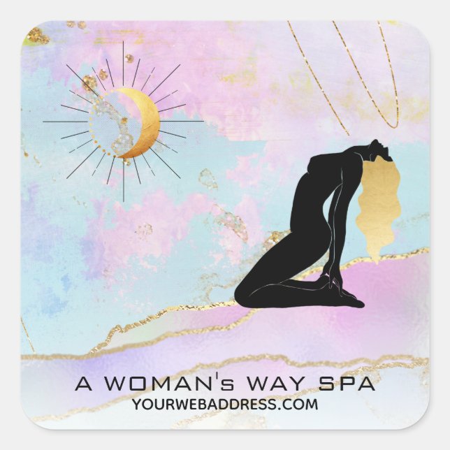 Pegatina Cuadrada *~* Diosa celestial Purpurina Pastel arcoiris AP22 (Anverso)