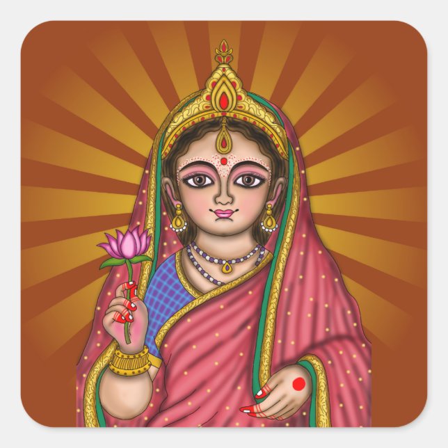 Pegatina Cuadrada Diosa Sita  (Anverso)