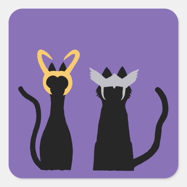 Pegatina Cuadrada Dioses Gatos  (Anverso)