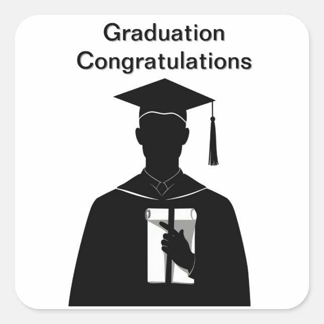 Pegatina Cuadrada Diploma de graduado (Anverso)