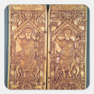 Pegatina Cuadrada Diptych consular Anastasius tallado