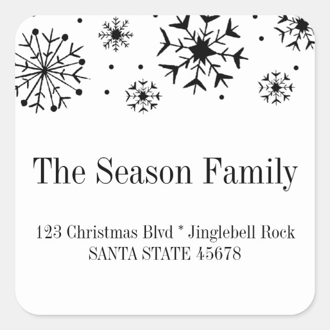 Pegatina Cuadrada Dirección de copos de nieve (Anverso)