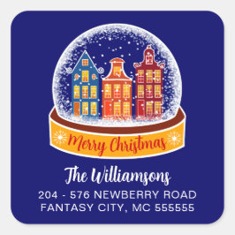 Pegatina Cuadrada Dirección de devolución de aldea de Navidades de S