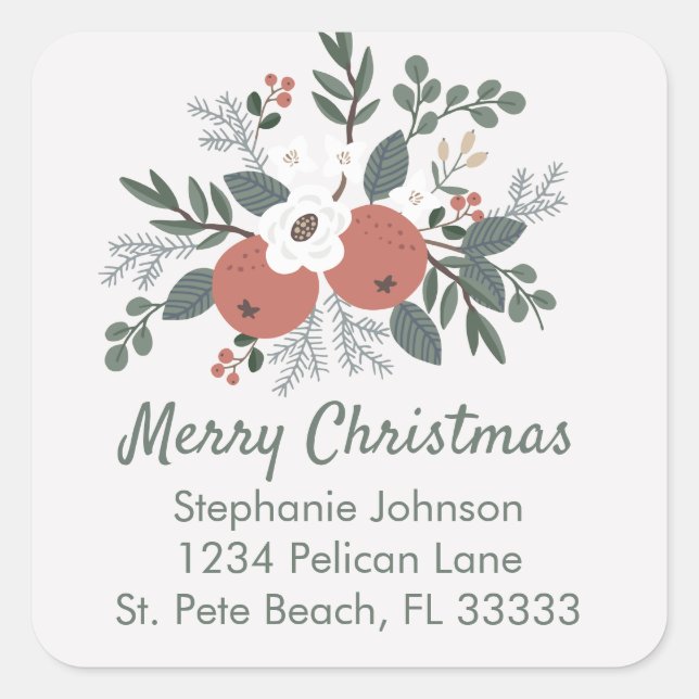 Pegatina Cuadrada Dirección de devolución de arreglos florales de ar (Anverso)