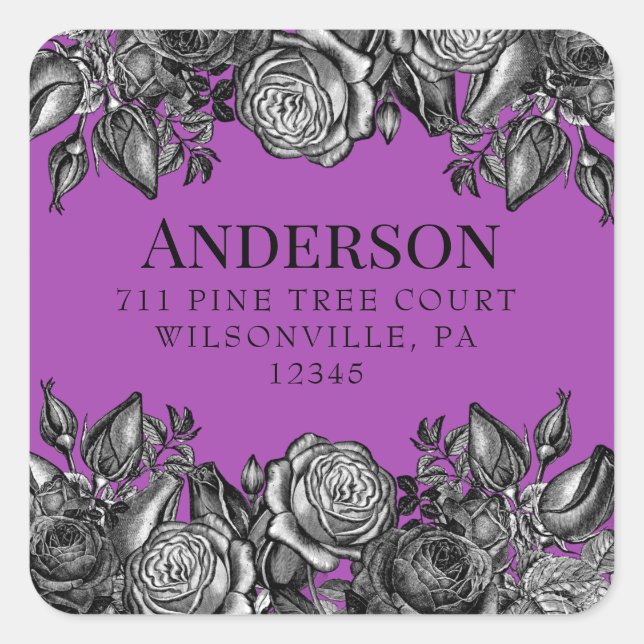 Pegatina Cuadrada Dirección de devolución de foco púrpura eléctrico  (Anverso)