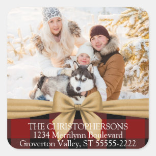 Pegatina Cuadrada Dirección de devolución de foto de cheque y revers