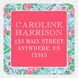 Pegatina Cuadrada Dirección de devolución de impresión de Nantucket