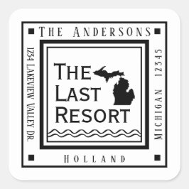 Pegatina Cuadrada Dirección de devolución de Michigan moderna y senc