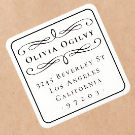 Pegatina Cuadrada Dirección de devolución de nombre personalizado de