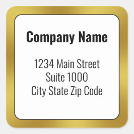 Pegatina Cuadrada Dirección de devolución de oro y blanco negro de l