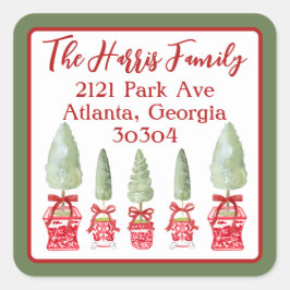 Pegatina Cuadrada Dirección de devolución de temas de Chinoiserie ro