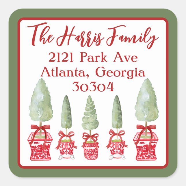 Pegatina Cuadrada Dirección de devolución de temas de Chinoiserie ro (Anverso)