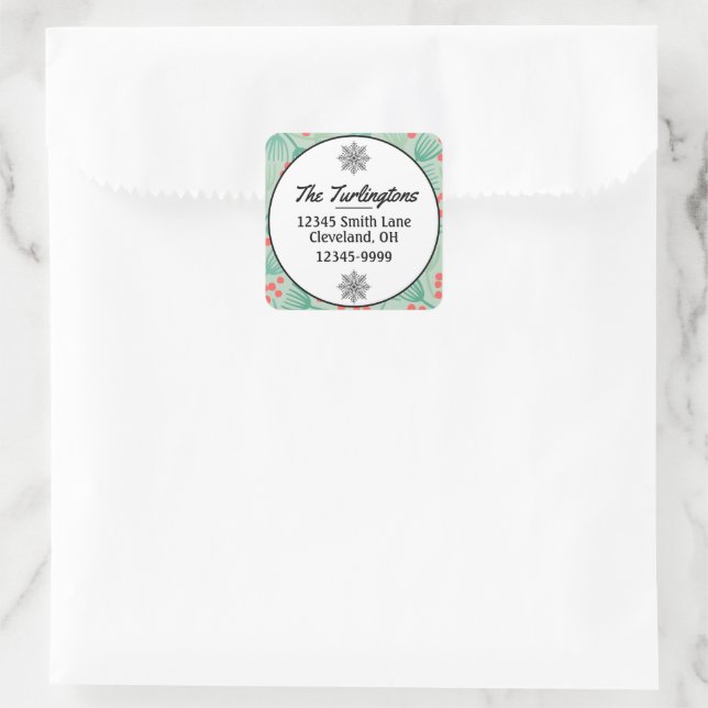 Pegatina Cuadrada Dirección de devolución del árbol de Navidad everg (Bolso)