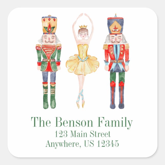 Pegatina Cuadrada Dirección de devolución del ballet Nutcracker de c (Anverso)