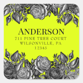 Pegatina Cuadrada Dirección de devolución del Boda verde animado de 