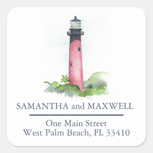 Pegatina Cuadrada Dirección de devolución del faro de agua (Anverso)