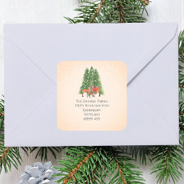 Pegatina Cuadrada Dirección de devolución del venado de navidades