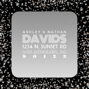 Pegatina Cuadrada Dirección de devolución gris ombre única creativa