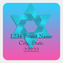 Pegatina Cuadrada Dirección de devolución Turquesa a Ómbre Rosa con