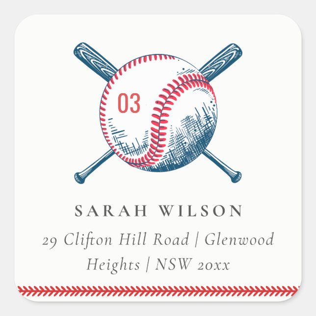 Pegatina Cuadrada Dirección de niños estrella de la pelota roja de l (Anverso)