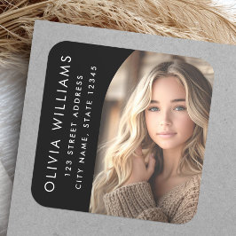 Pegatina Cuadrada Dirección de retorno de graduación de gradas negra