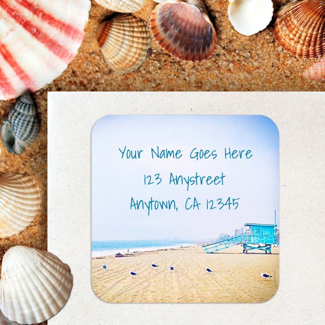 Pegatina Cuadrada dirección de retorno de la foto de la gaviota de p (Subido por el creador)