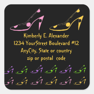 Pegatina Cuadrada Dirección de retorno de talón alto de punto de pol