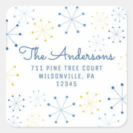 Pegatina Cuadrada Dirección de retorno de vintage retro moderno de m